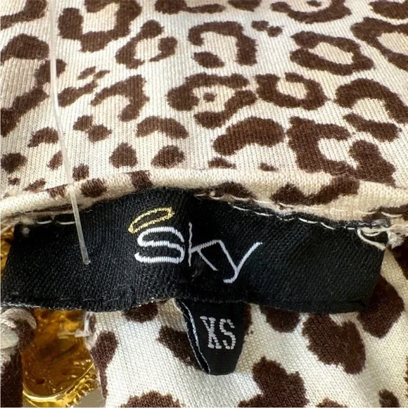 Sky Leopard Print Rhinestone Beaded Maxi Dress XS Halter Open Back Glam Y2K NWT - Picture 7 of 16